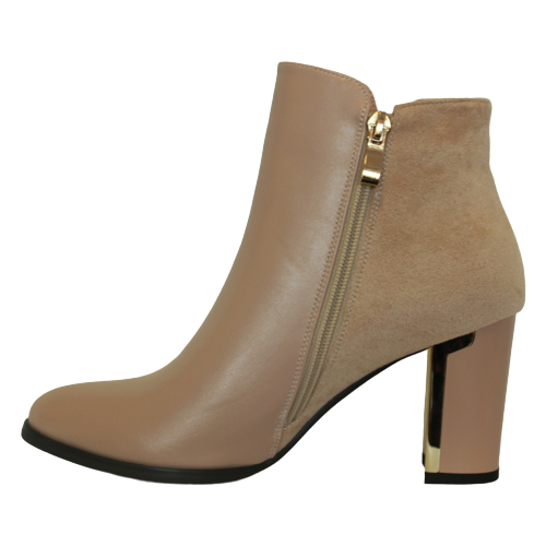 Redz Block Heeled Ankle Boots - D3077 - Beige