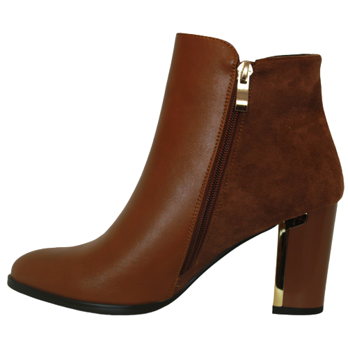 Redz -Block Heeled Ankle Boots - D3077 - Tan