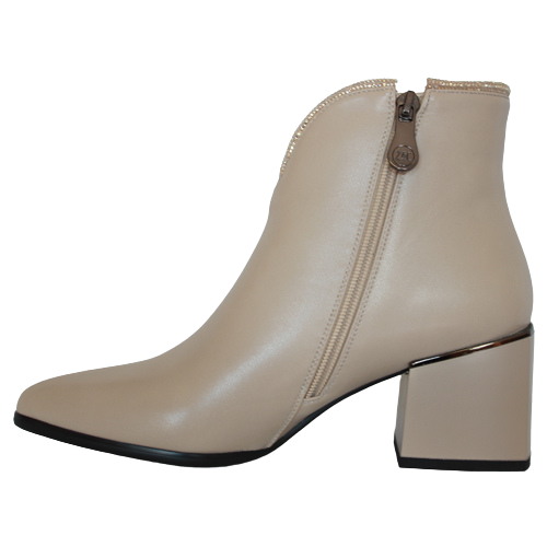 Zanni Block Heeled Ankle Boots - Aquaba - Beige
