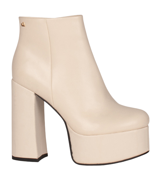 Una Healy Block Heeled Platform Boots - Girl Crush - Beige