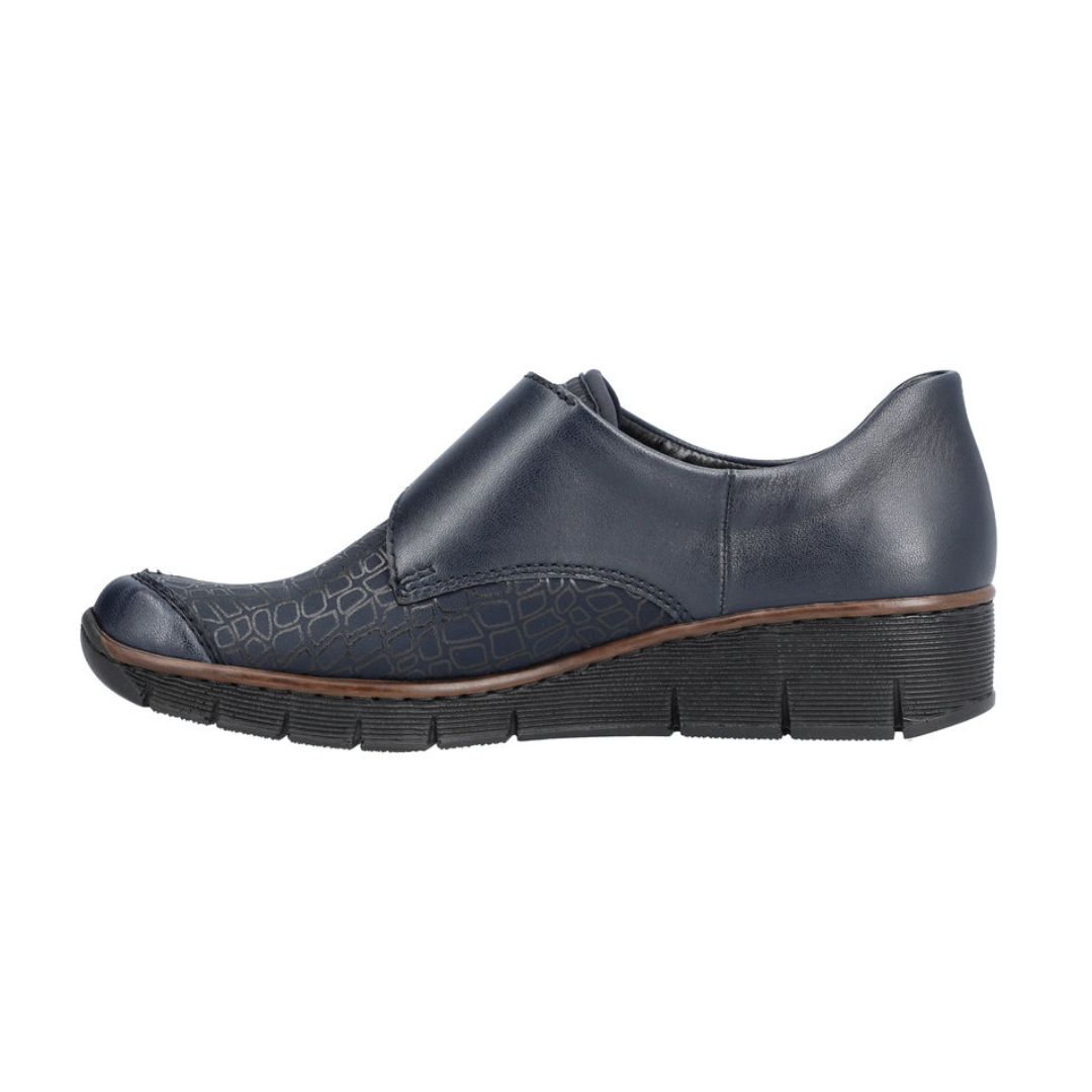Rieker Cross Strap Shoes - 537C0-00 - Navy