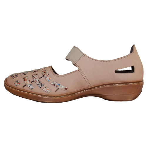 Rieker Ladies Cross Strap Shoes - 41369-14 - Beige
