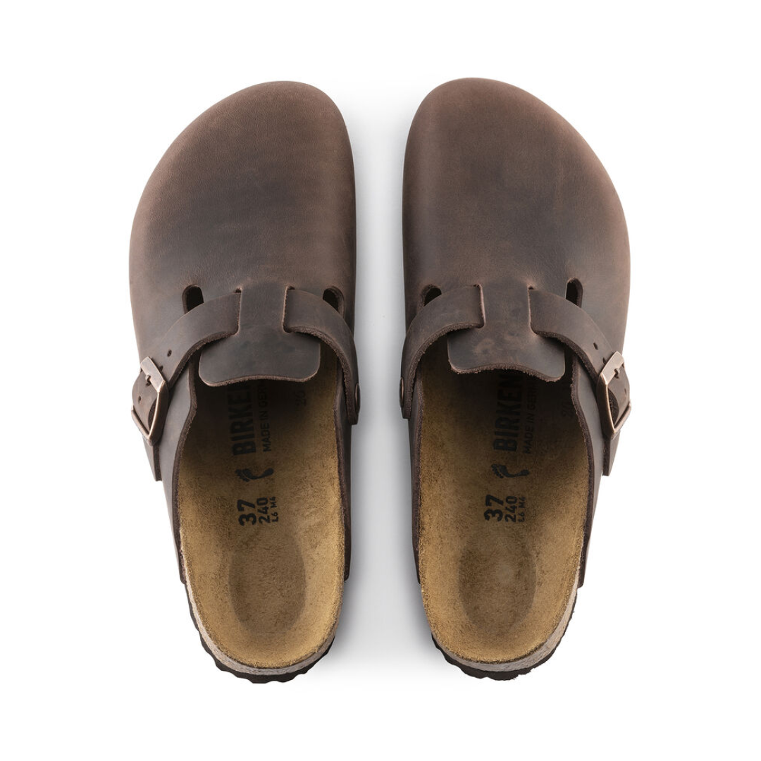 Birkenstock Ladies Oiled Leather Clogs - Boston - Habanna Brown