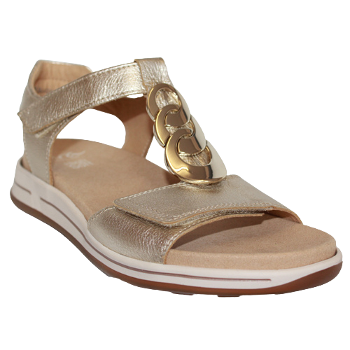 Ara Velcro Strap Sandals - 34826-14 - Metallic Gold