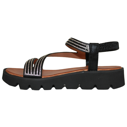 Heavenly Feet Ladies Wedge Sandals - Fresco - Black