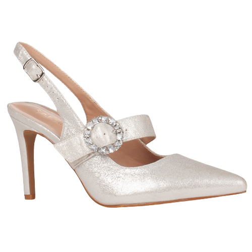 Sorento Sling Back Heels- Heskin - Silver