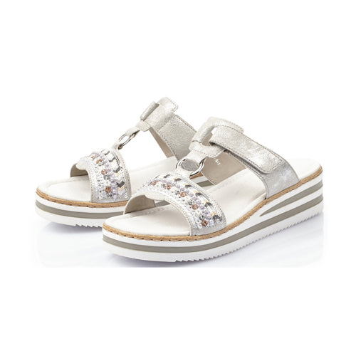 Rieker Wedge Sandals - V02M6-40 - Silver