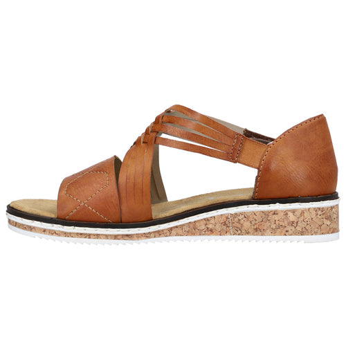 Rieker Wedge Sandals - V3643-24 - Brown