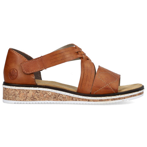 Rieker Wedge Sandals - V3643-24 - Brown