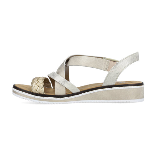 Rieker Low Wedge Sandals- V3663 - Beige