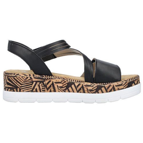 Rieker Wedge Sandals - V3964-01 - Black