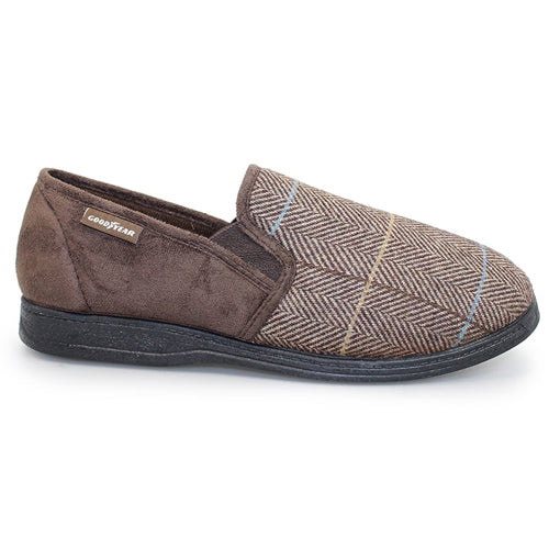 Lunar Goodyear Slippers - Harrison - Brown Tweed