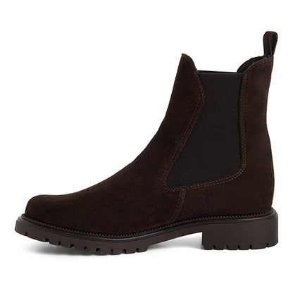 Brown suede Chelsea boot on a white background