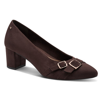 Jana Ladies Block Heeled Pump - 22463 - Brown Suede