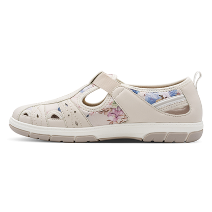 Jana Ladies T-Bar Strap Shoes - 23669-44 - Beige Multi