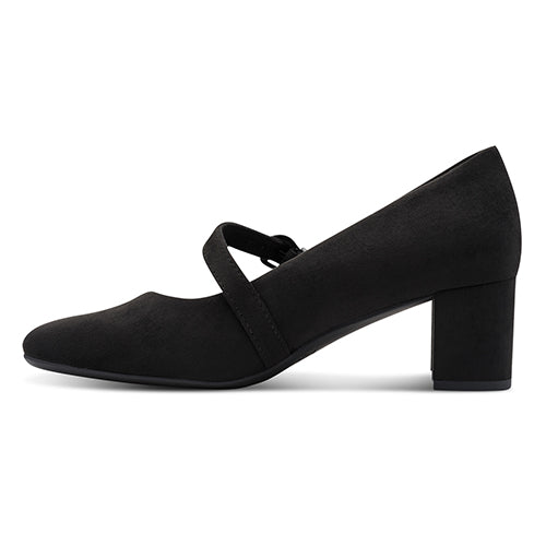 Jana Court Strap Block Heel - 24461-47 - Black Suede