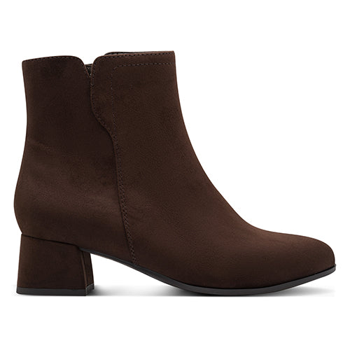 Jana  Block Heeled Ankle Boots - 25364-47 - Brown Suede