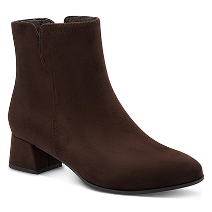 Jana  Block Heeled Ankle Boots - 25364-47 - Brown Suede