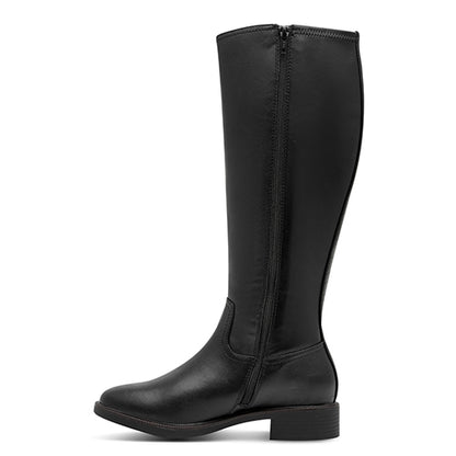 Black knee-high boot on a white background