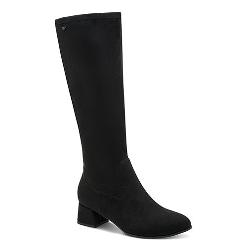 Black knee-high boot on a white background