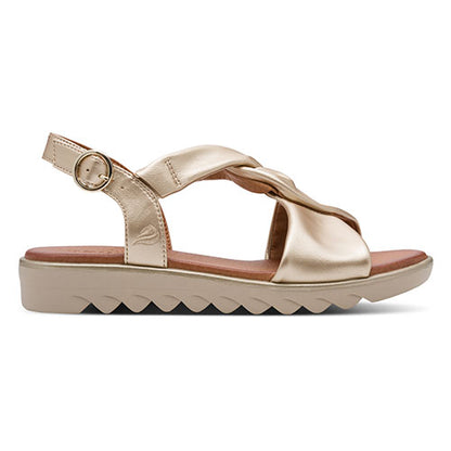 Jana Ladies Low Wedge Sandals - 28276-46 - Gold