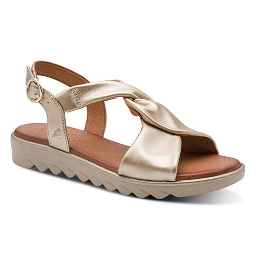 Jana Ladies Low Wedge Sandals - 28276-46 - Gold