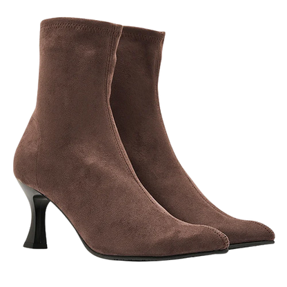 Miss Elastic Ladies Sock Boots - 78042 - Brown Suede