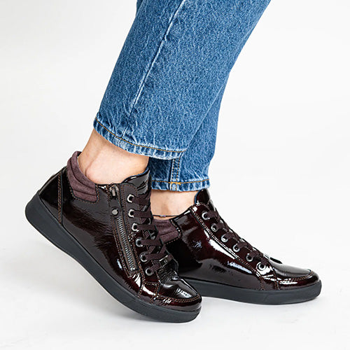 Ara Ladies High Top Trainers - 24499-97 - Burgundy Patent
