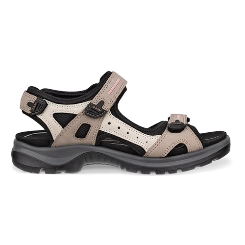 Black shoe with a strap on a white background