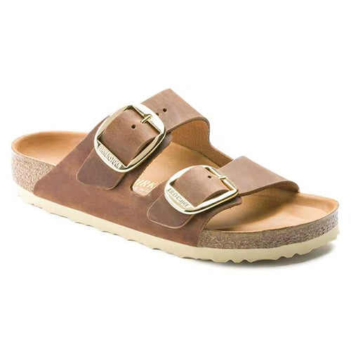Birkenstock Ladies Oiled Leather Sandals - Arizona Big Buckle - Cognac