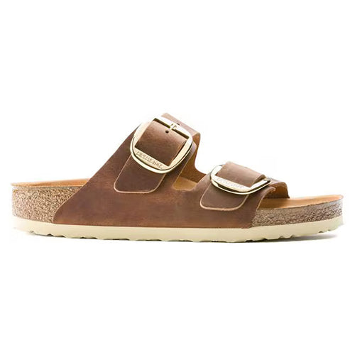 Birkenstock Ladies Oiled Leather Sandals - Arizona Big Buckle - Cognac