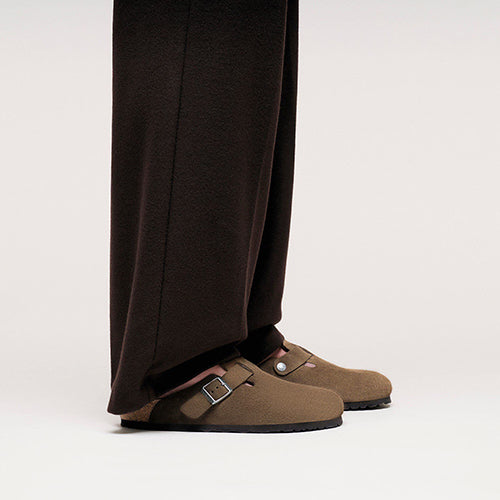 Birkenstock Ladies Suede Leather Clog - Boston - Dark Tea