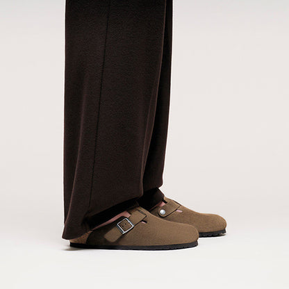 Birkenstock Ladies Suede Leather Clog - Boston - Dark Tea