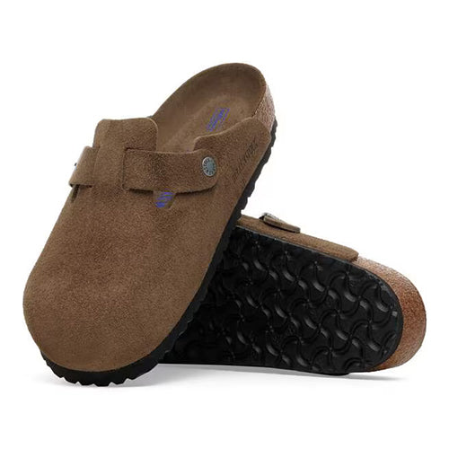 Birkenstock Ladies Suede Leather Clog - Boston - Dark Tea