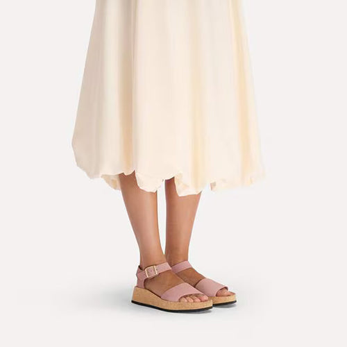 Birkenstock Ladies Nubuck Platform Sandals - Glenda - Clay Pink