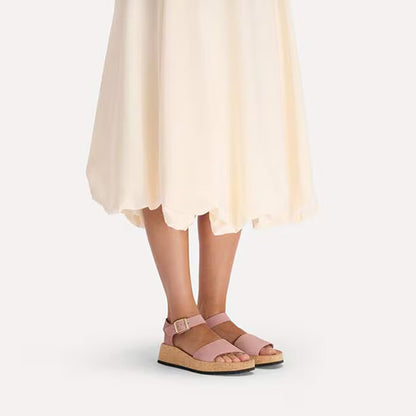 Birkenstock Ladies Nubuck Platform Sandals - Glenda - Clay Pink