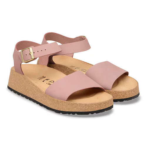 Birkenstock Ladies Nubuck Platform Sandals - Glenda - Clay Pink