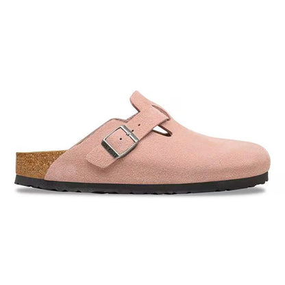 Birkenstock Ladies Suede Clogs - Boston - Pink Clay