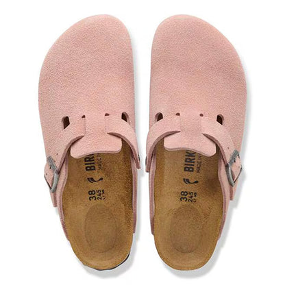Birkenstock Ladies Suede Clogs - Boston - Pink Clay