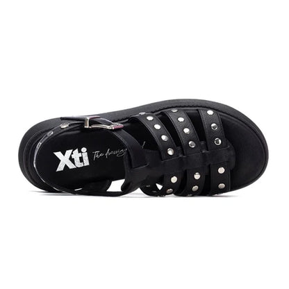XTI Ladies Flatform Sandals- 145238 - Black