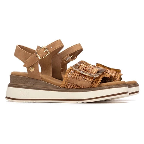 XTI Ladies Wedge Sandals - 145240 - Camel