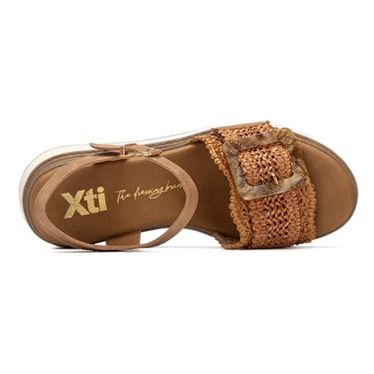 XTI Ladies Wedge Sandals - 145240 - Camel