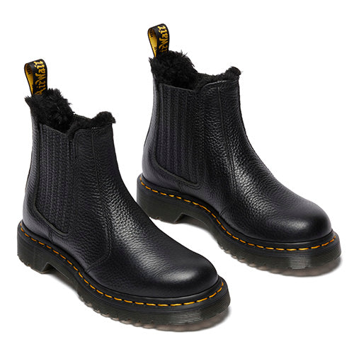 Dr. Martens Faux Fur Lined Chelsea Boots - Leonore - Black