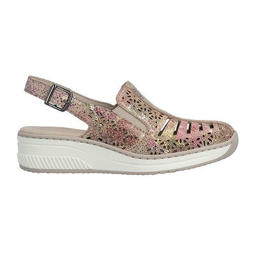 Rieker Slingback Wedge Sandal - 48763 – Gold Multi
