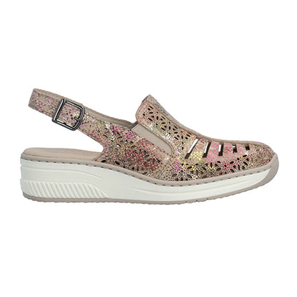 Rieker Slingback Wedge Sandal - 48763 – Gold Multi