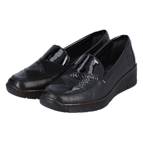 Rieker Wedge Shoes- 53785-00 - Black