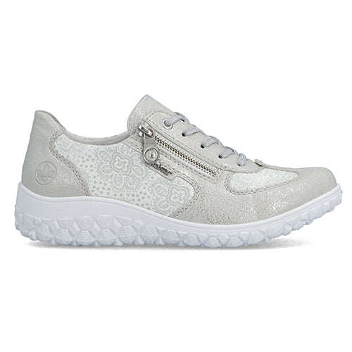 Rieker Ladies Trainers - 59501-90 - Silver Metallic
