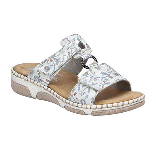 Rieker Ladies Sliders - 66292-90 - Light Grey/Multi