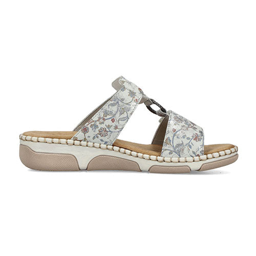 Rieker Ladies Sliders - 66292-90 - Light Grey/Multi