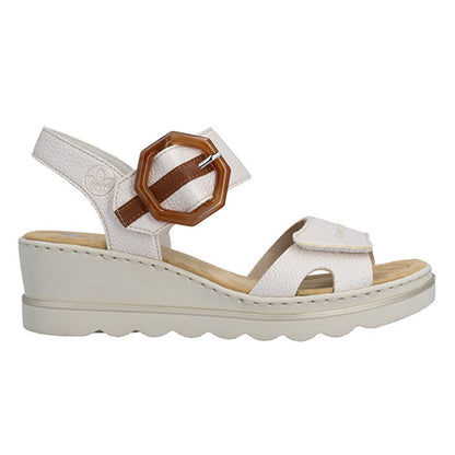 Rieker Ladies Wedge Sandals - 67476 - White